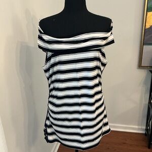 White House Black Market Off-Shoulder Striped Blouse